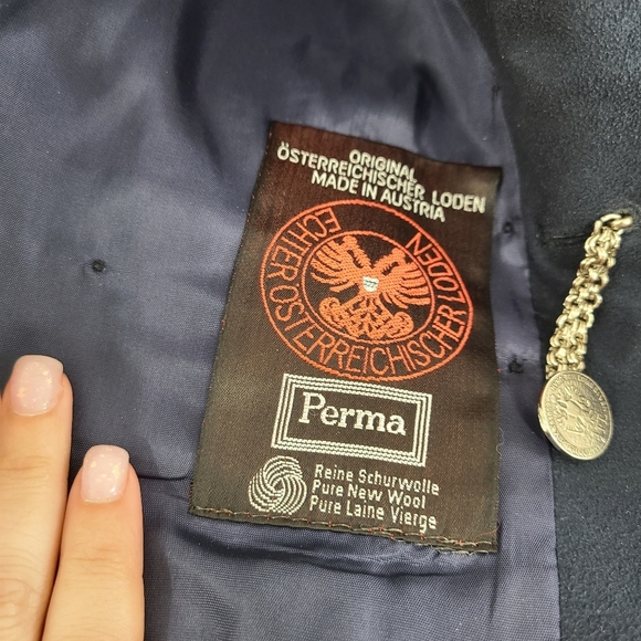 Vintage Austrian wool blazer jacket navy blue double breasted military size 38 - Picture 10 of 10